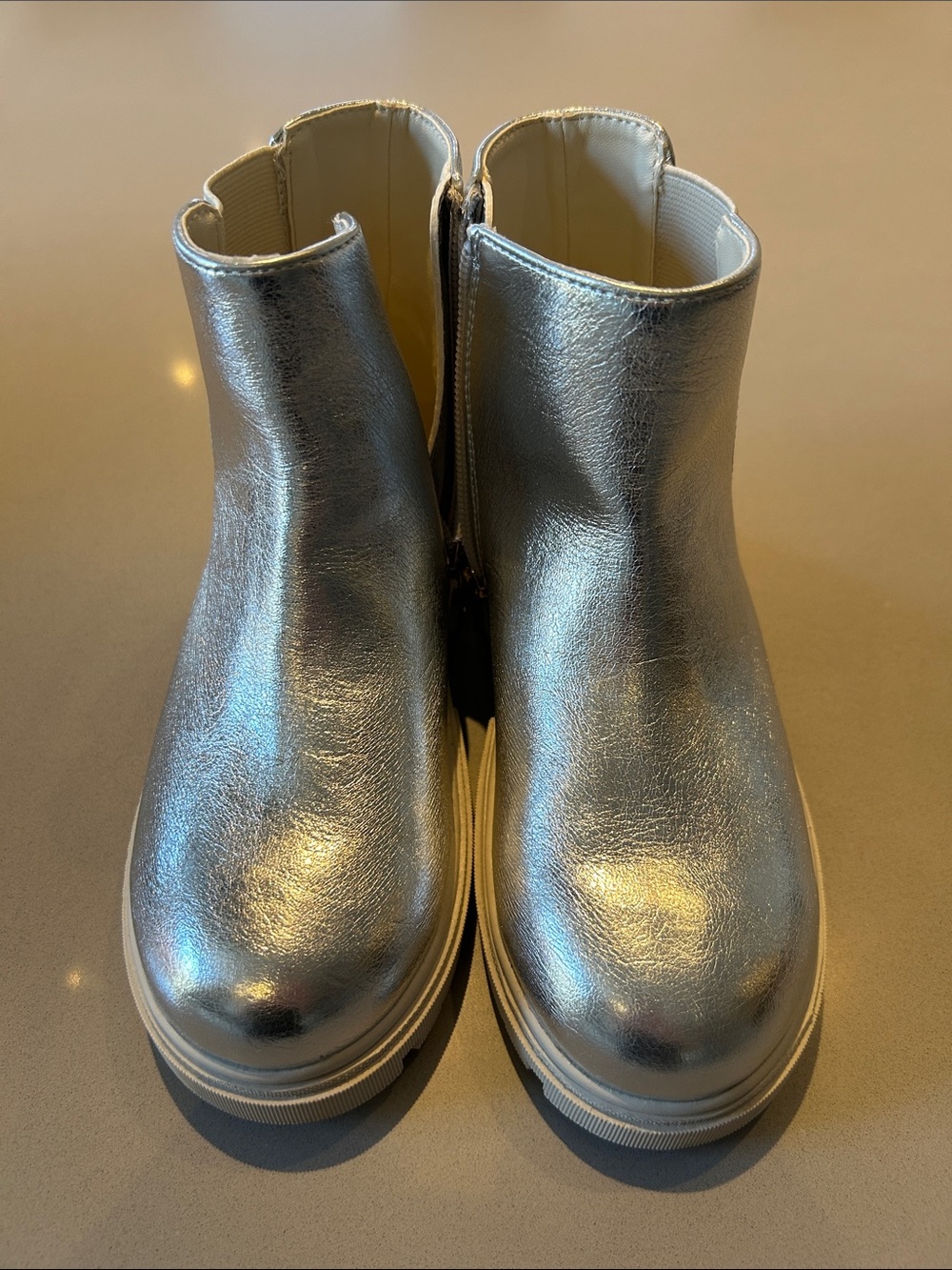 J. Crew Silver Metallic Kids Ankle Boots - Never Worn